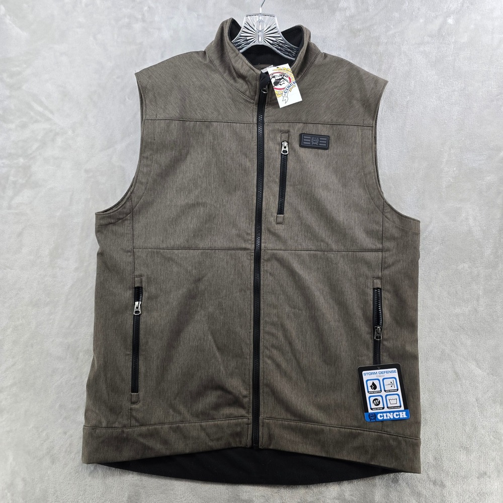 Cinch Bonded Vest Mens Large Brown Storm Defense Water Resistant NEW